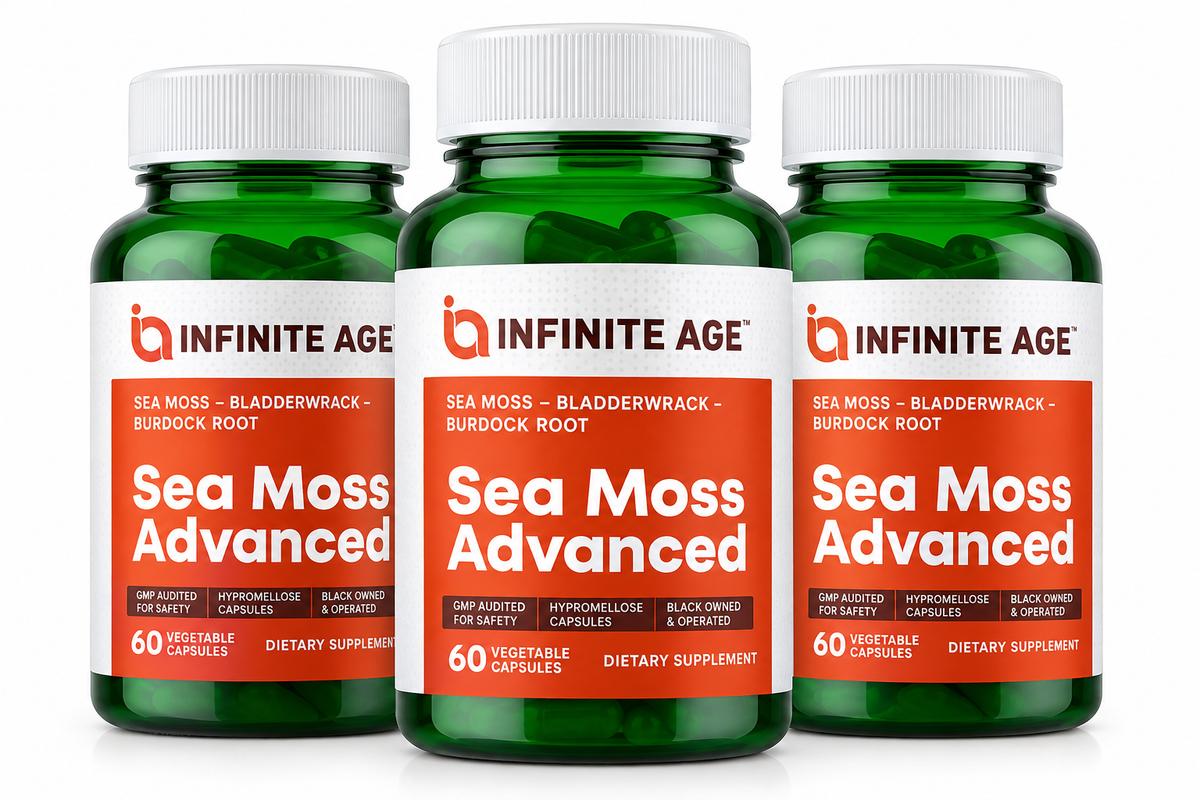 Infinite Age Sea Moss Advanced – 3 Pack, 60 Vegetable Capsules Each, Sea Moss + Bladderwrack + Burdock Root