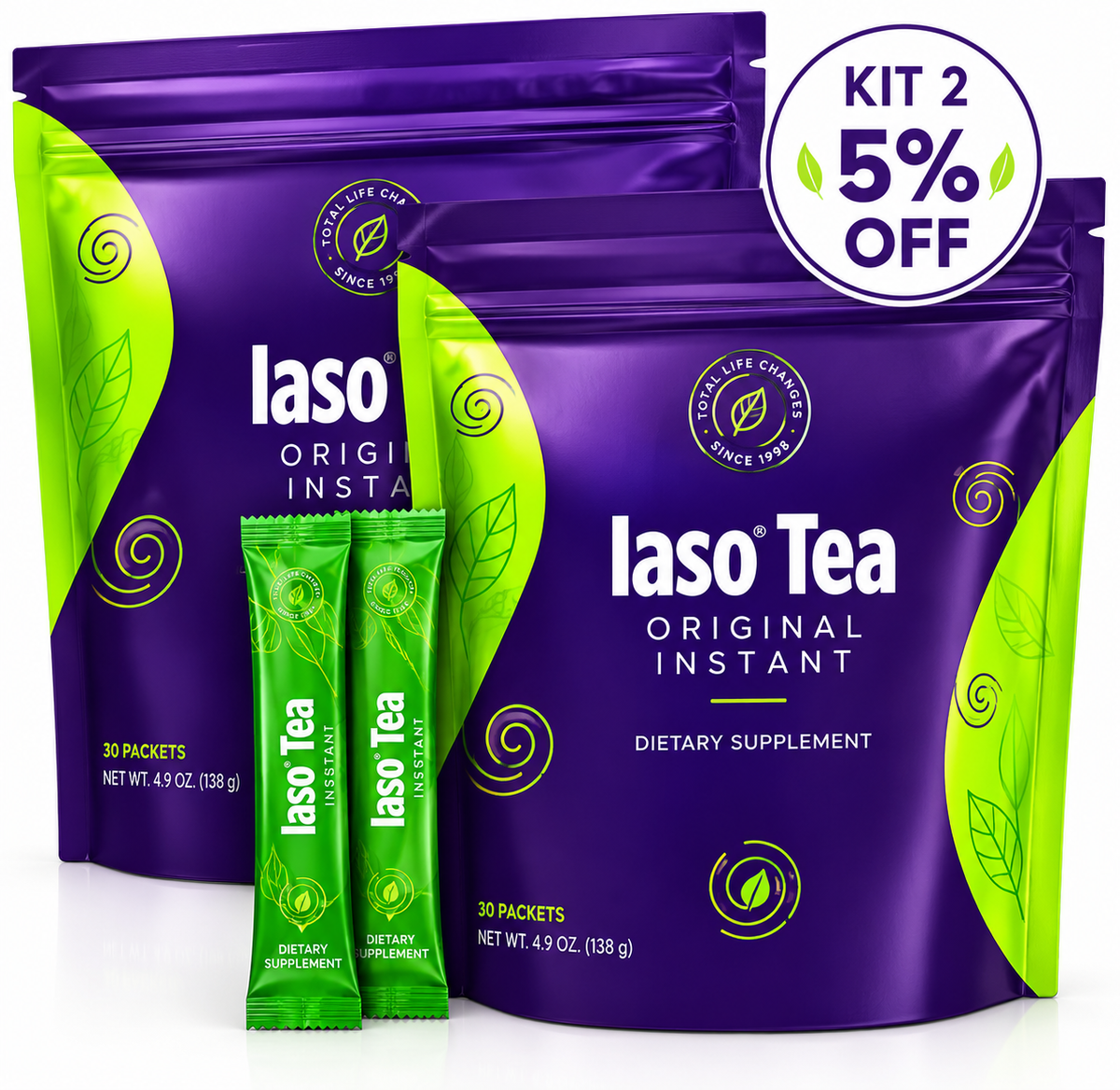 IASO Tea Original Instant Dietary Supplement – 2 Pack, 30 Packets Each | Herbal Tea Drink