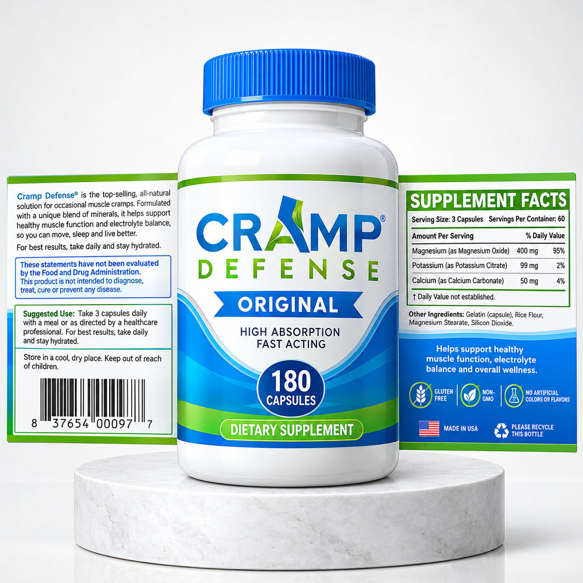 Cramp Defense Original – 180 Capsules | High Absorption Fast-Acting Dietary Supplement
